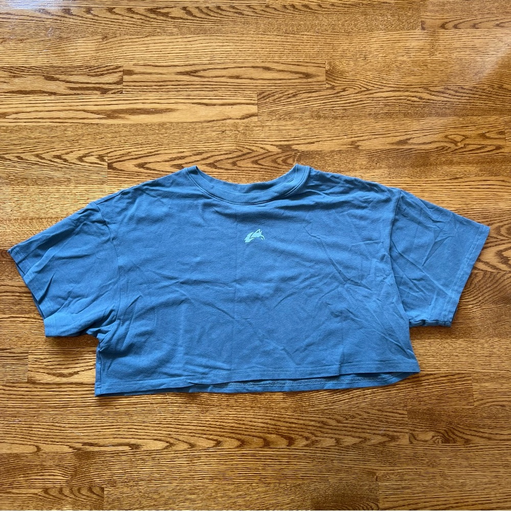Alphalete Blue Cropped Wolf T Shirt